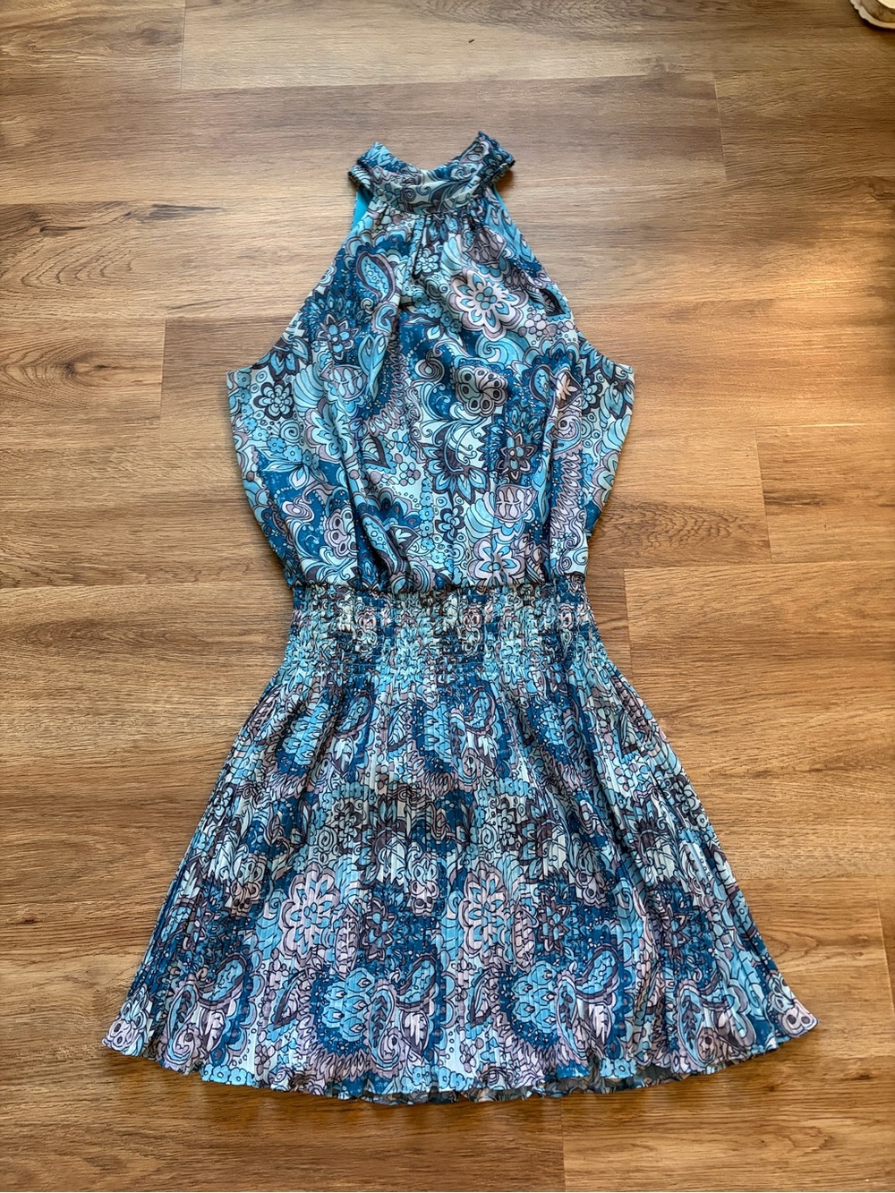 Like New Ramy Brook Blue paisley print halter neck mini dress - M
